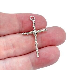 Vintage Sterling Silver 925 Twisted Wire Cross Pendant